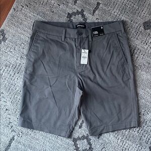 Express Men's Charcoal Flat Front Shorts